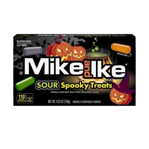 Mike and Ike - Halloween Sour Spooky Treats Chewy Candy - 12 Pack of 4.25 oz Theater Boxes – Limited Edition - Gluten-Free, Kosher, Halal – Bulk for Movie Nights, Gifts & Vending