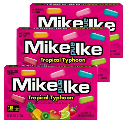 Mike and Ike Chewy Candy 3 Pack (4.25 oz Theater Boxes) – Sour/Bold Fruit Flavor, Gluten-Free, Fat-Free – Bulk Candy for Movie Nights, Gifts & Vending