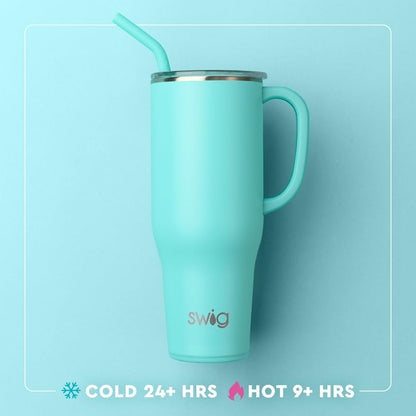 Swig Life 40oz Mega Mug, 40 oz Tumbler with Handle and Straw, Cup Holder Friendly, Dishwasher Safe, Extra Large Insulated Tumbler, Stainless Steel (Cookie Jar)