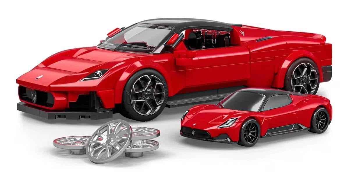 Hot Wheels 1/32 Maserati MC20 Building Kit, 250 Pieces, Includes 1/64 Mini Car, Hot Wheels Mattel Brick Shop