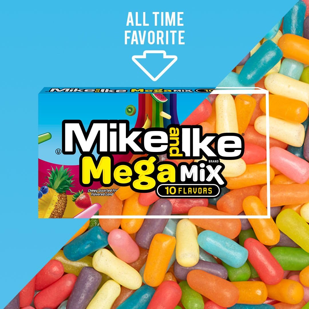 Mike and Ike Chewy Candy 3 Pack (4.25 oz Theater Boxes) – Sour/Bold Fruit Flavor, Gluten-Free, Fat-Free – Bulk Candy for Movie Nights, Gifts & Vending