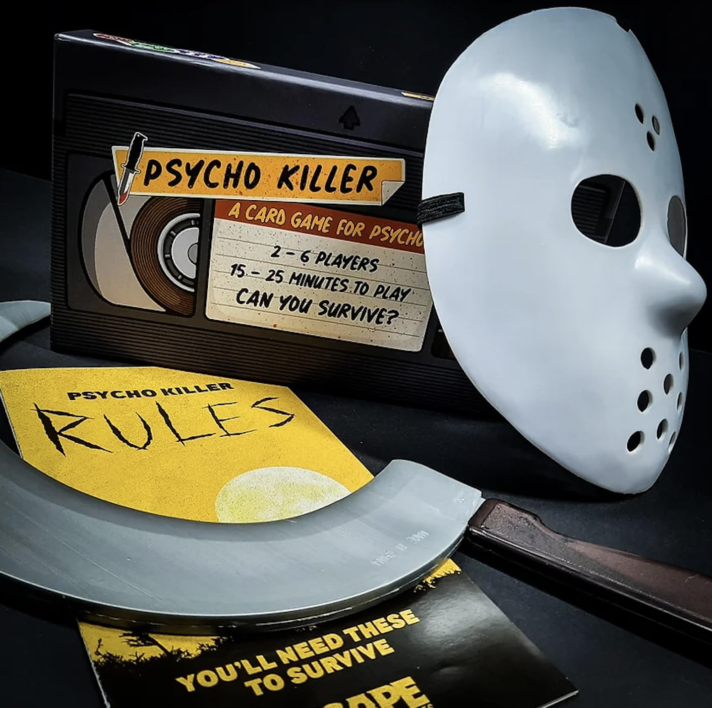 Escape Tabletop Games: Psycho Killer: Third Edition - The Card Game, Can You Survive? Fast-Paced Party Game, Ages 16+, 2-6 Players, Amazon Exclusive