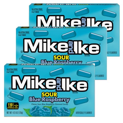 Mike and Ike Chewy Candy 3 Pack (4.25 oz Theater Boxes) – Sour/Bold Fruit Flavor, Gluten-Free, Fat-Free – Bulk Candy for Movie Nights, Gifts & Vending