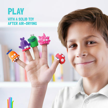 Hey Clay Dinos Set-Colourful Modeling Kids-Air Dry Clay Kit 15 cans and Sculpting Tools with Fun Interactive Instructions App