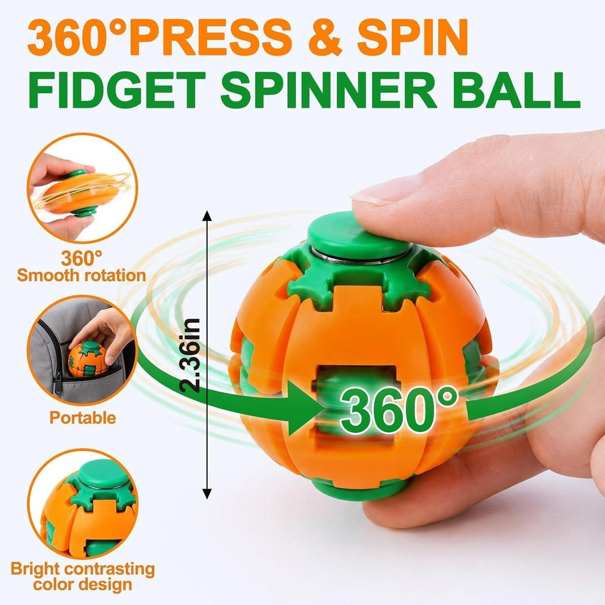 3D Finger Press Spin Auto Gyro Ball Fidget Spinner Stress Relief Rotating Toy