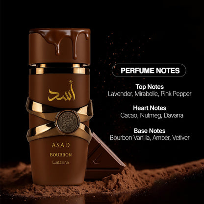 Lattafa Asad Bourbon For Unisex EDP 100ml 3.4oz