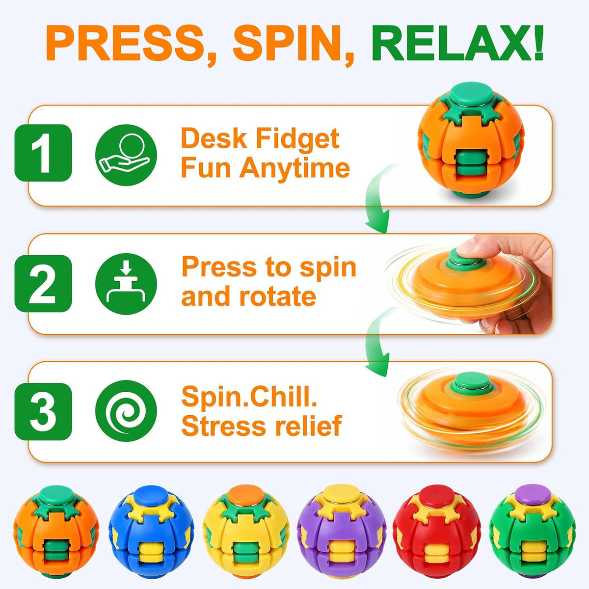 3D Finger Press Spin Auto Gyro Ball Fidget Spinner Stress Relief Rotating Toy