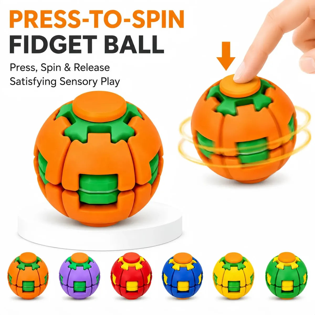 3D Finger Press Spin Auto Gyro Ball Fidget Spinner Stress Relief Rotating Toy
